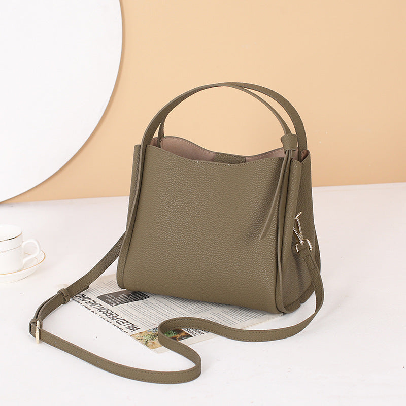 Women's Leather Cowhide High-grade Large Capacity Vegetable Basket Women's Handbag