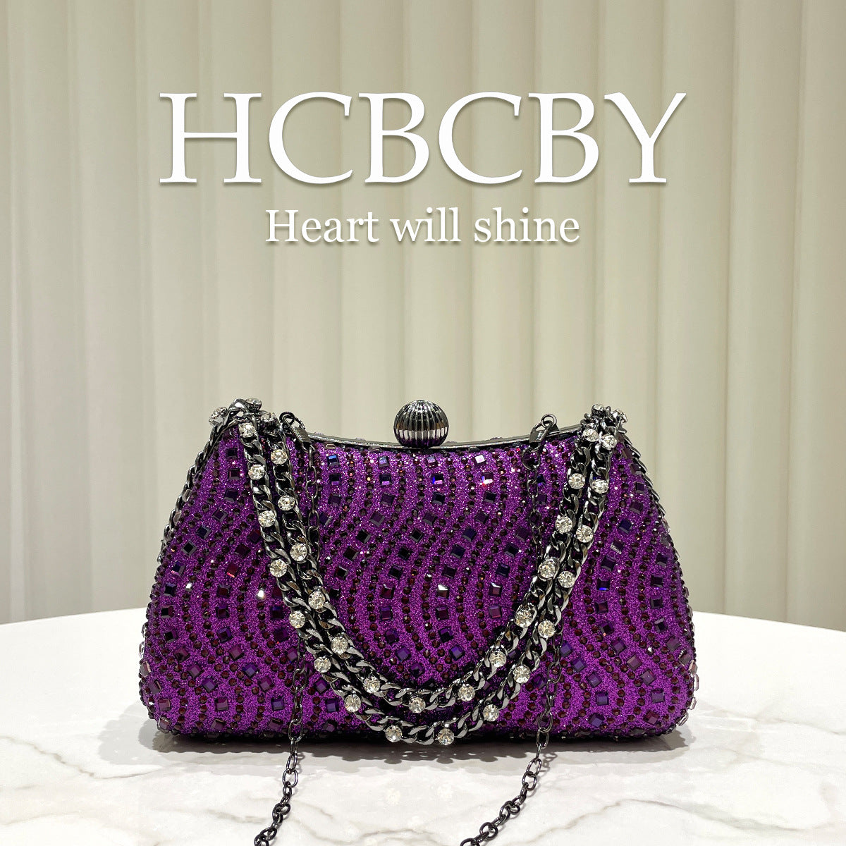 Women's Shiny Luxury Rhinestone Ornament Fashionable Elegant Dinner Bag