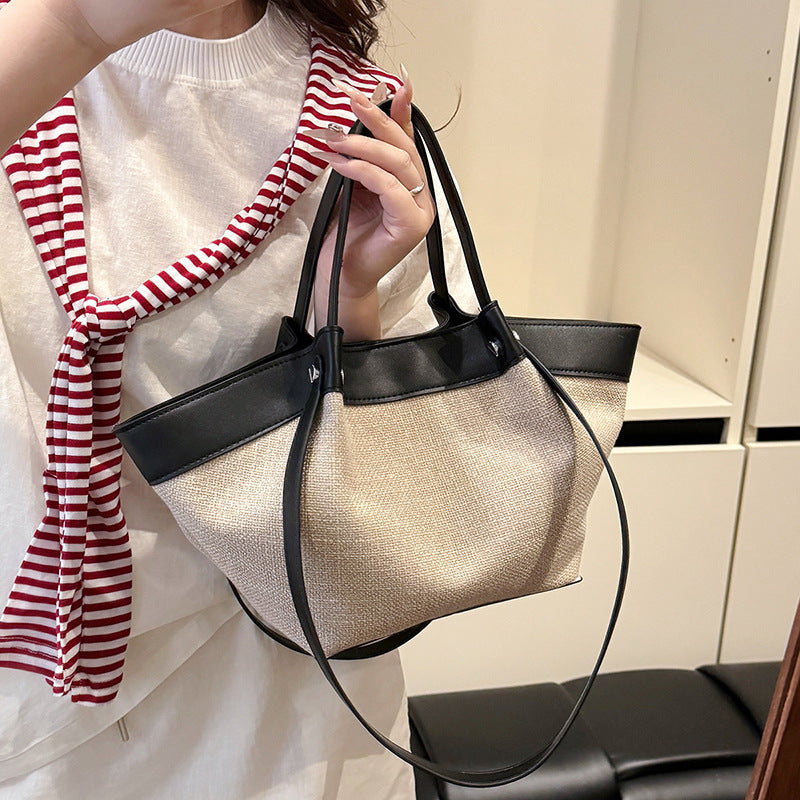 French Retro Straw Beach Vacation Western Style Vegetable Basket Portable Women's Shoulder Bag