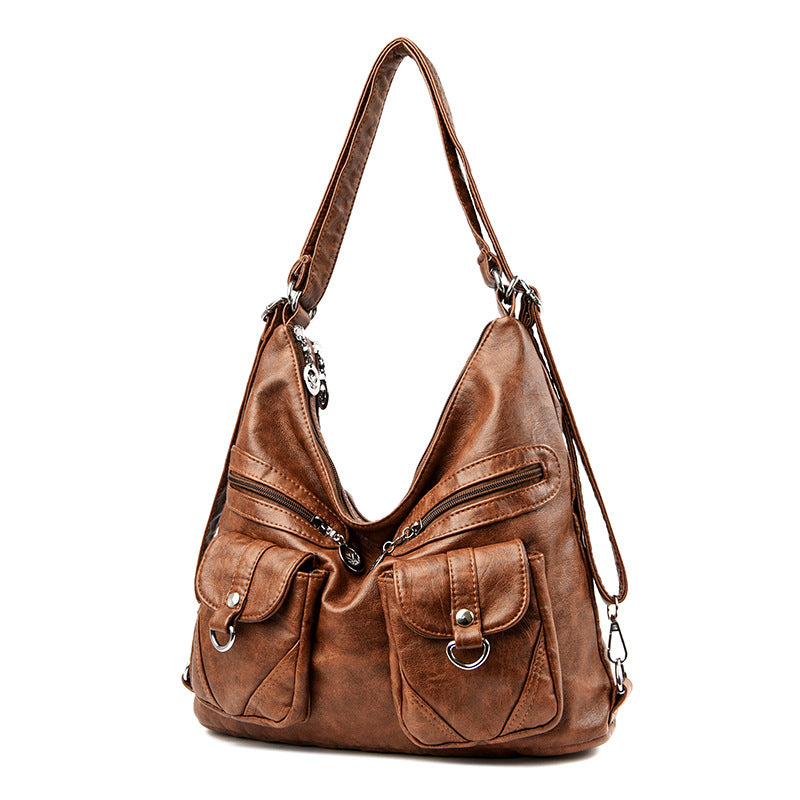 Women's Design Retro Large Capacity Washing Soft Shoulder Bags