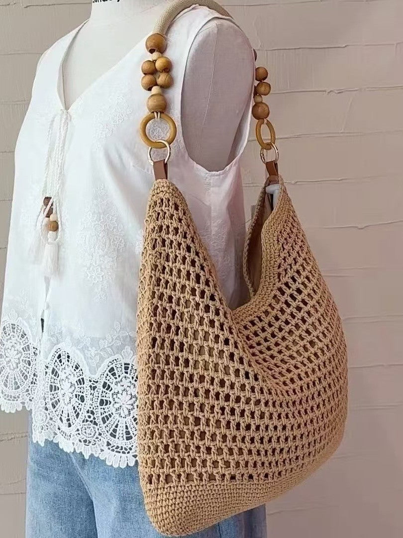 Women's Simple Large Capacity Woven Hollow Handmade Women's Shoulder Bag