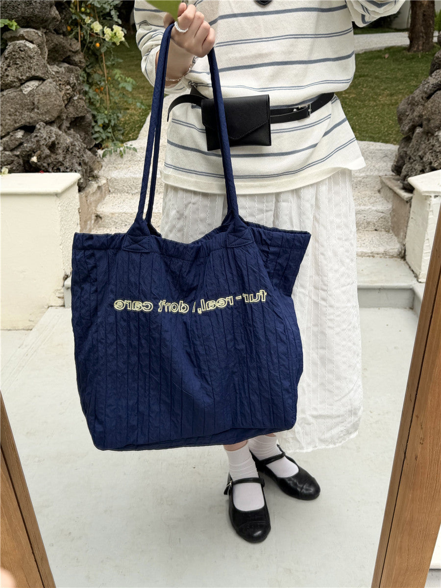 Women's Nylon Embroidered Letter Embroidery Leisure Commute Tote Bag