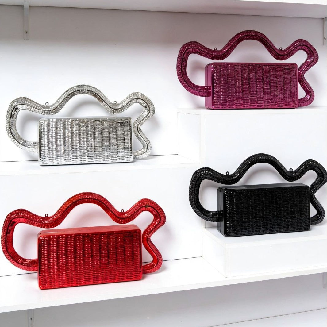 Acrylic Wave Metal Stylish Textured Clutch Dinner Bag
