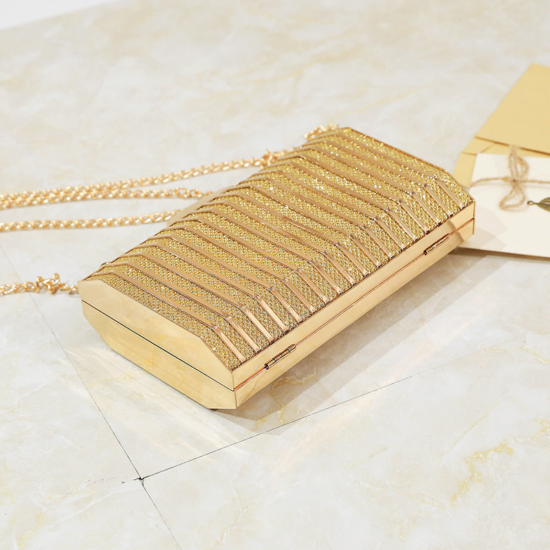 Stylish Elegant Metallic Dress Clutch Chain Small Square Bags