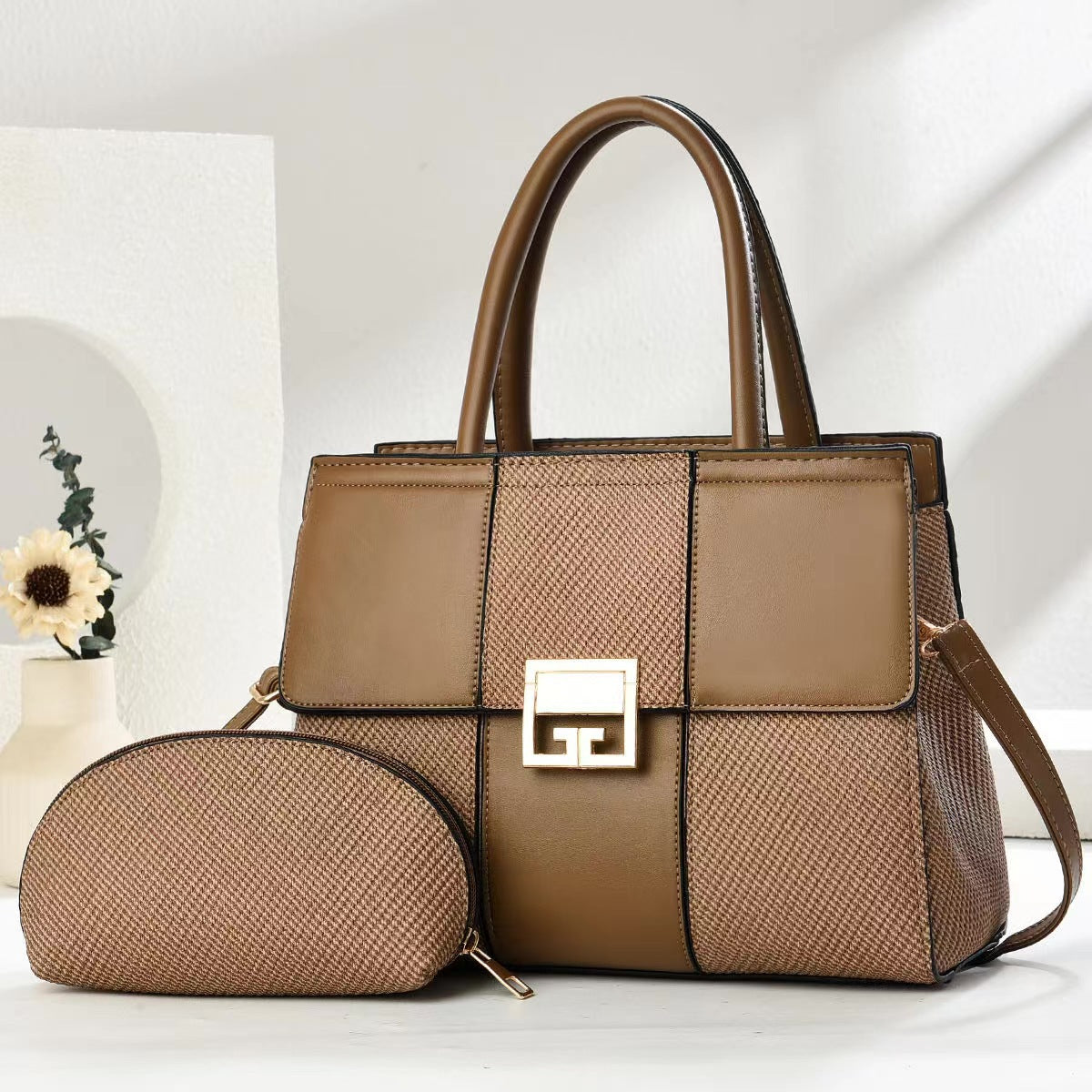 Women's Stitching Large Capacity Versatile Commuter Two-piece Handbags
