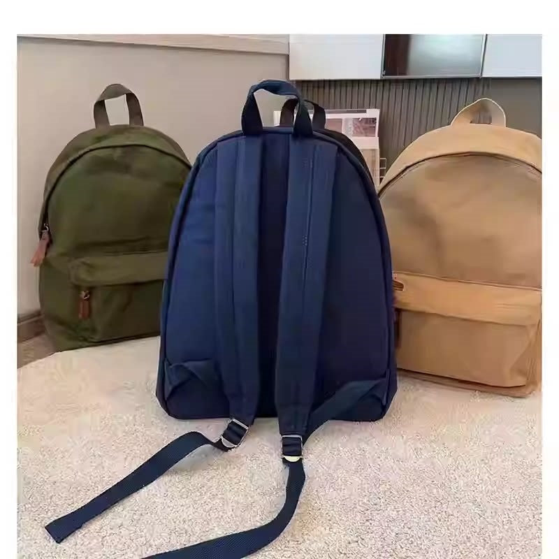 Men's Style Simple Retro Canvas Khaki Average Size Navy Leisure Backpack