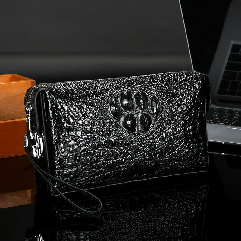 Men's Crocodile Pattern Leather Business Compartment High Men's Clutch