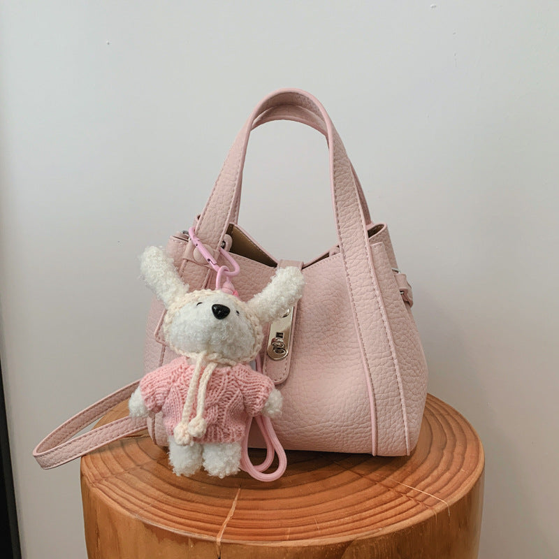 Women's Korean Style Lychee Pattern Cute Plush Pendant Lock