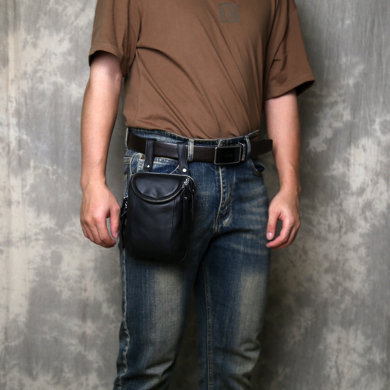 Men's First Layer Cowhide Leather Mobile Phone Bags