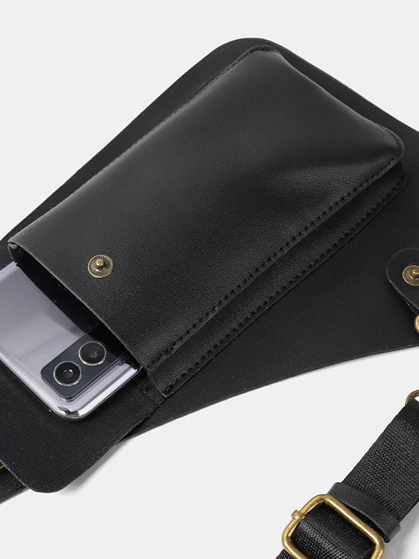 Men's Retro Mobile Leather Strap Vest Underarm Men's Chest Bags