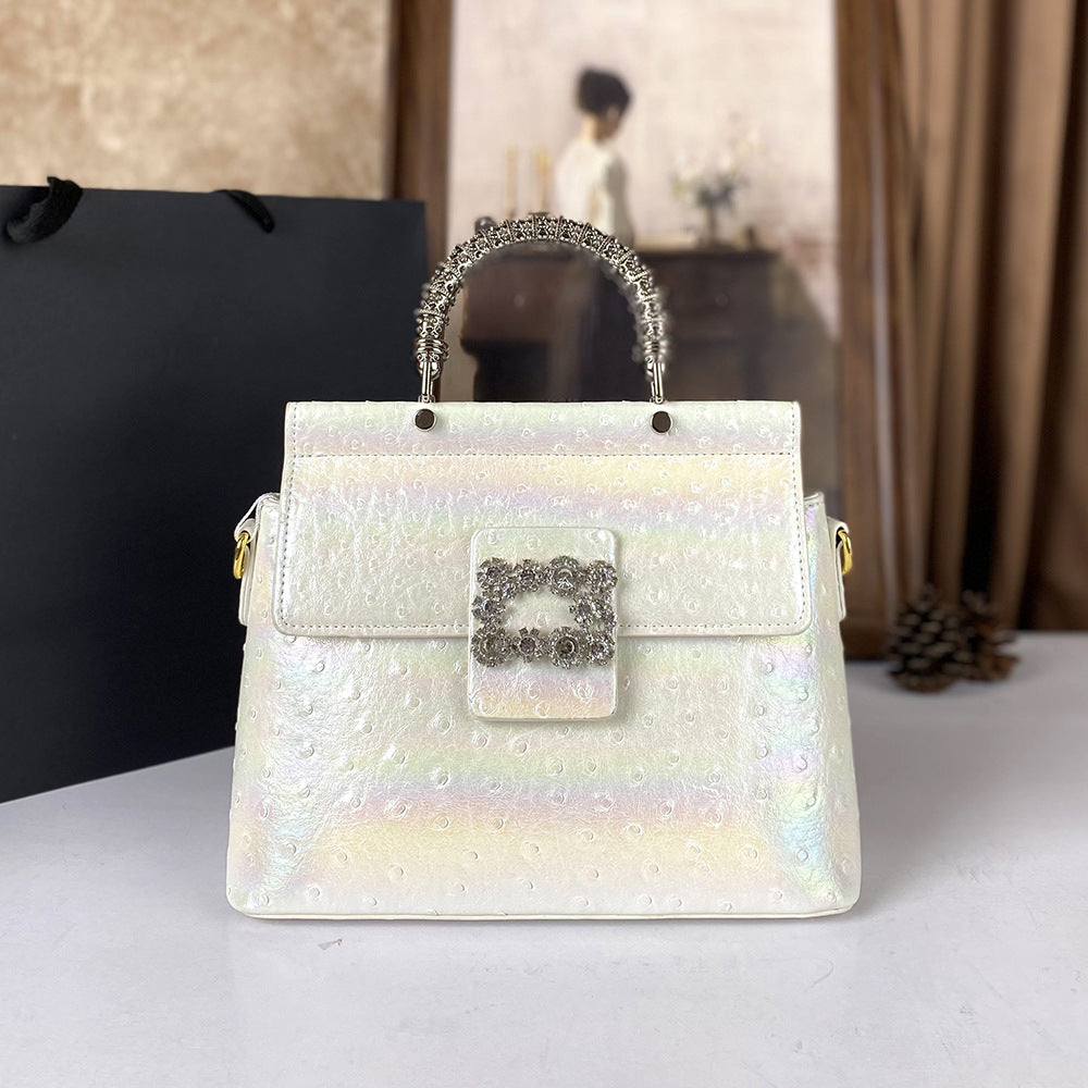 Women's High-grade Ostrich Grain Soft Leather Fashion Women's Messenger Bag