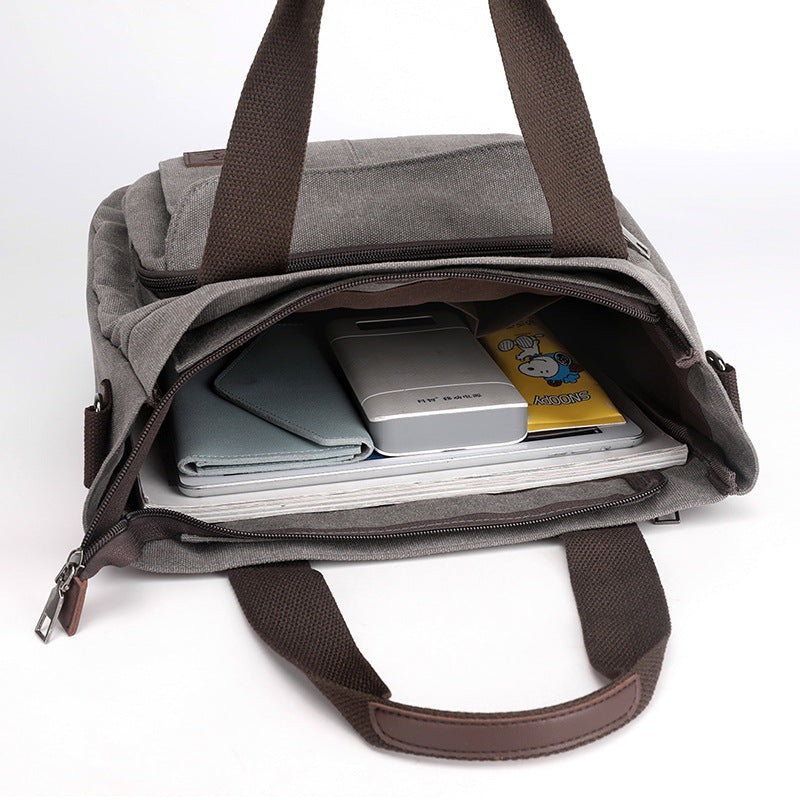 Women's Simple Retro Canvas Large Capacity Portable Shoulder Bags