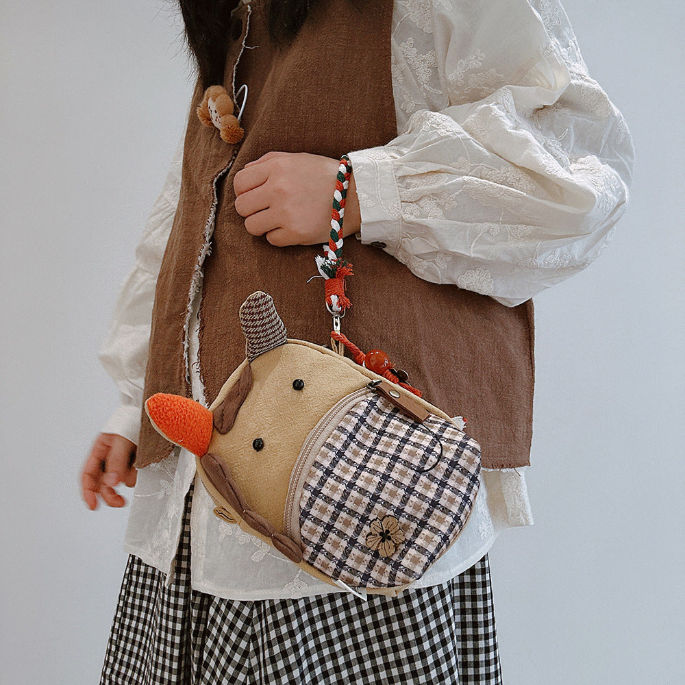 Tricolor Patch Soon Rich Flower Cute Cartoon Pony Plaid Girly Women's Messenger Bag