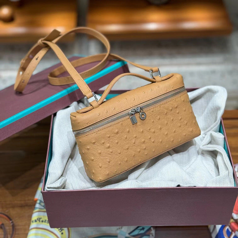 Women's Lunch Box Genuine Leather Autumn Ostrich Phone Bags