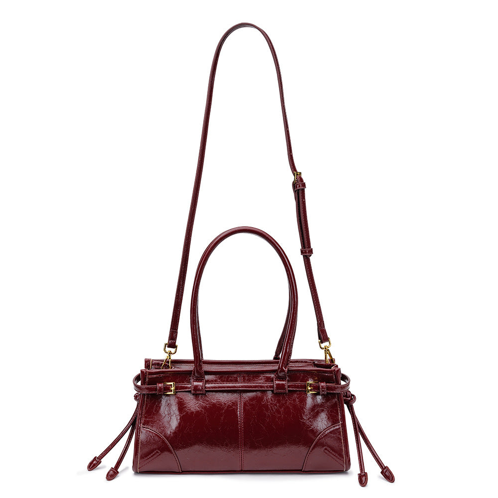 Women's Portable Underarm Oil Wax Leather Vintage Women's Handbag
