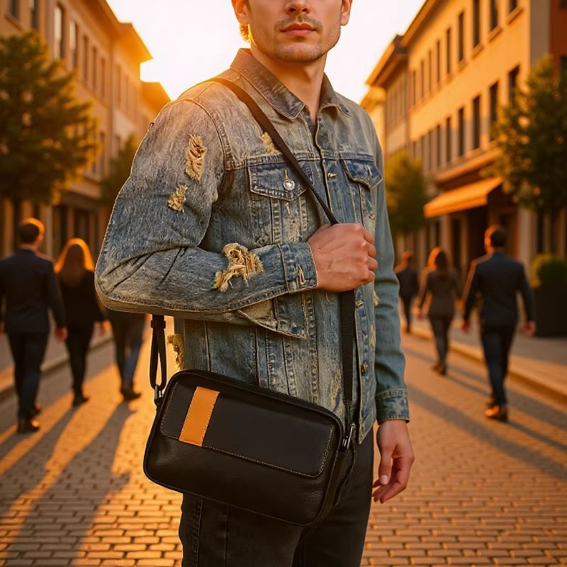 Men's Retro Horizontal Trendy Commuter Riding Men's Shoulder Bag