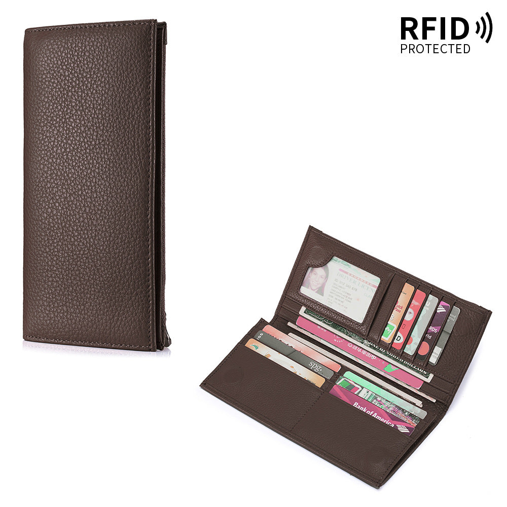 Leather For Man Long Simple Zipper Men's Wallet