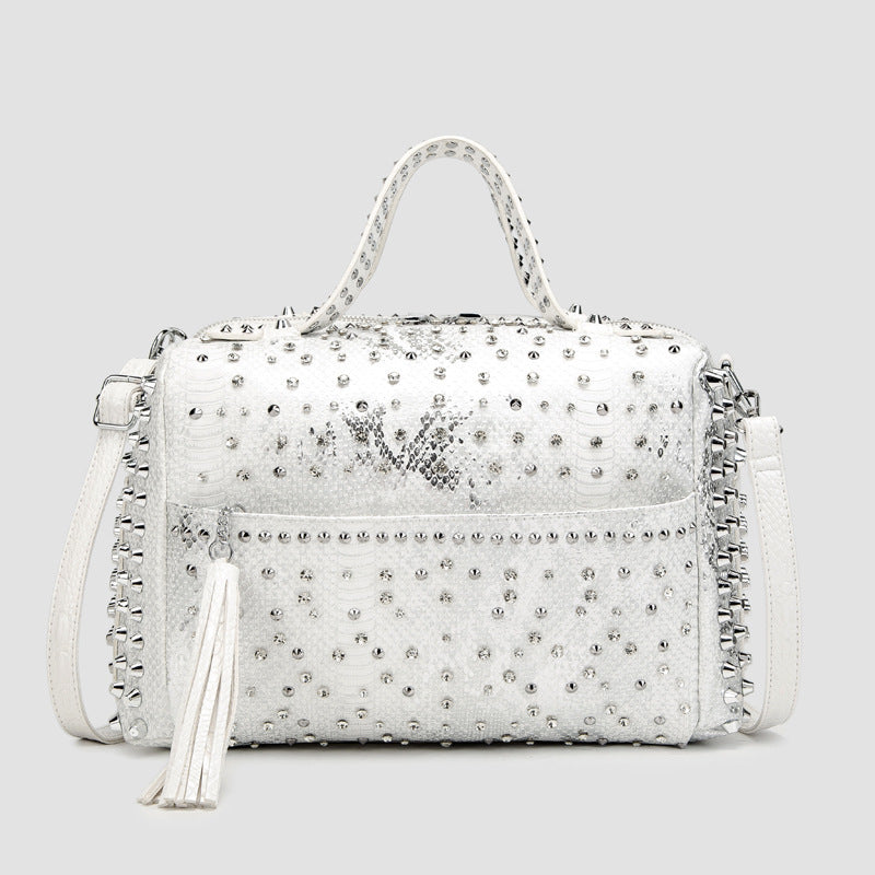 Women's Leopard Print Rivet Portable Large Capacity Women's Handbag