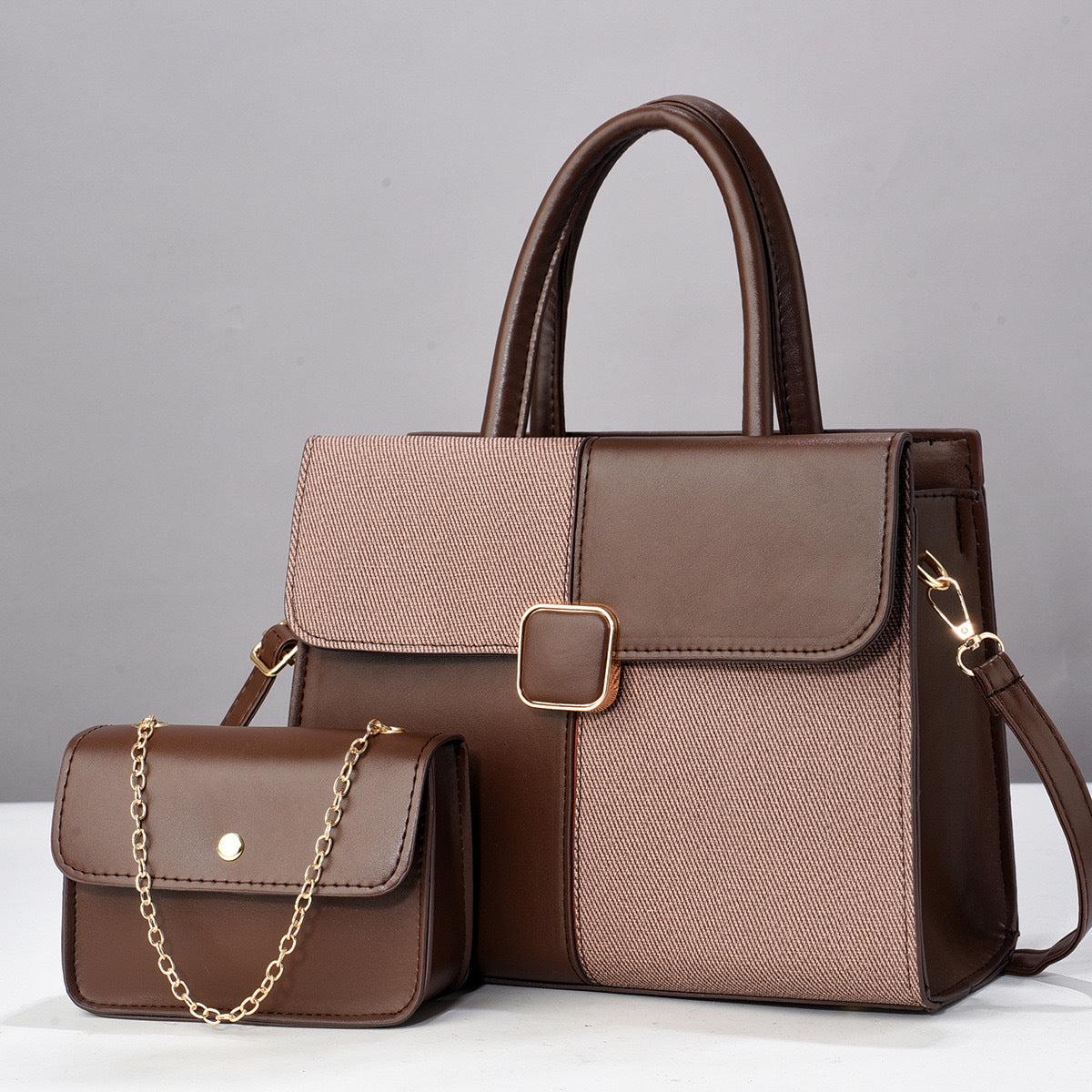 Stitching Shaping Large Capacity Contrast Color Embossed Fashion Bags