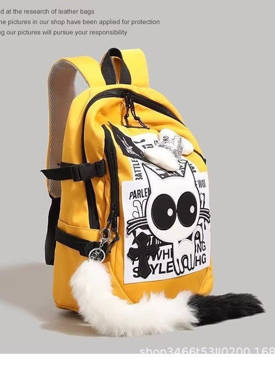 Letter Collage Gradient Black Denim Cute Simple College Student Schoolbag