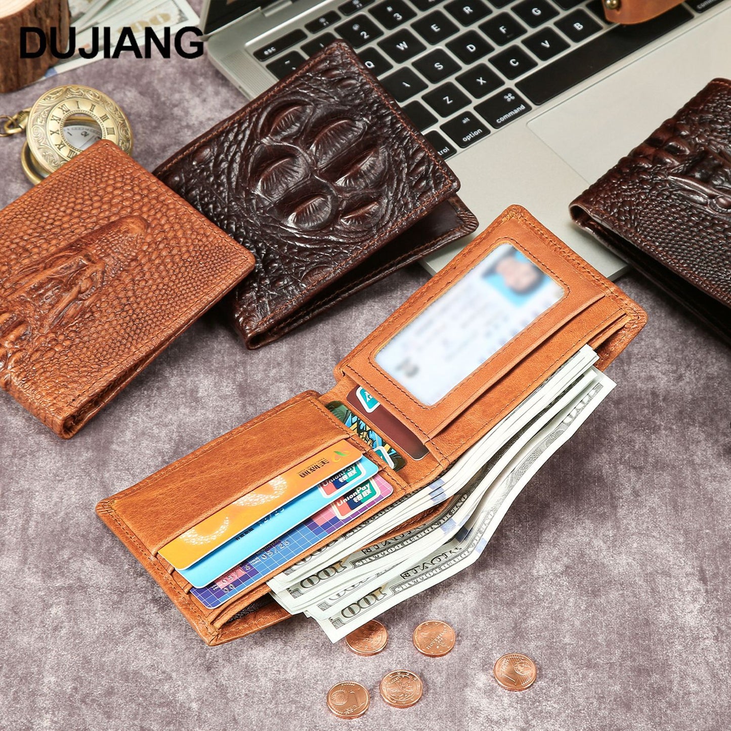 Men's Cowhide Creative Vintage Genuine Leather Business Large Coin Purses