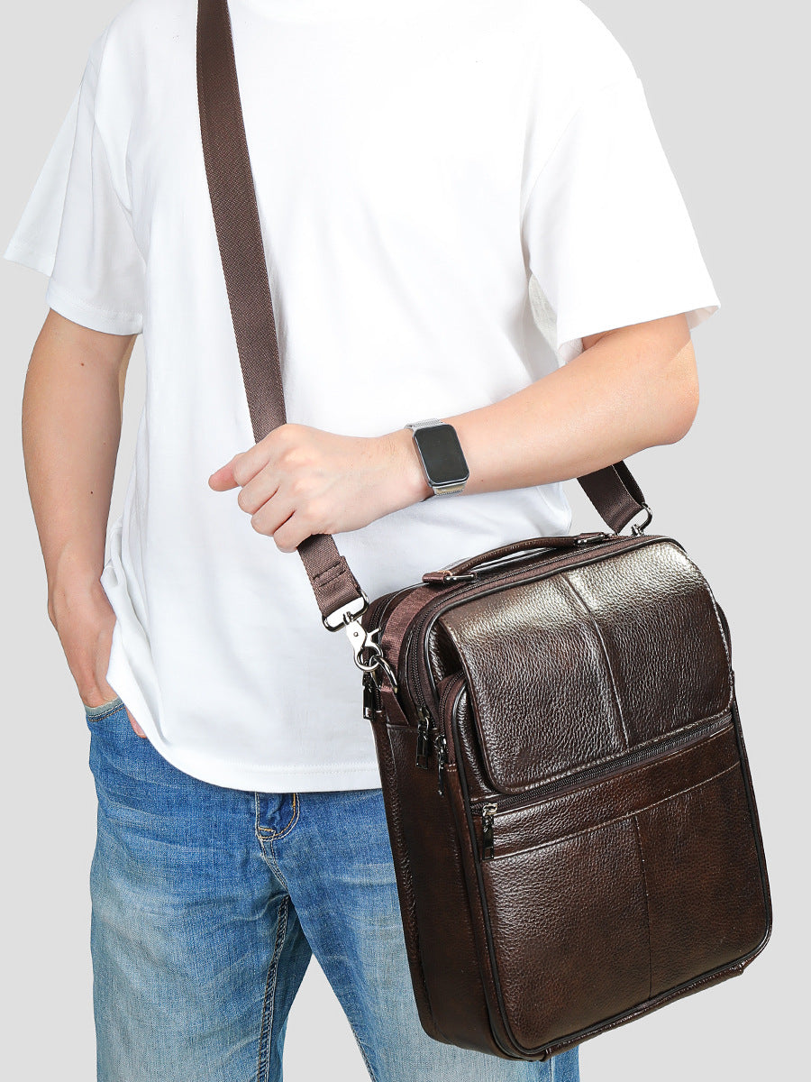 Men's First Layer Cowhide High Sense Fashion Retro Men's Shoulder Bag