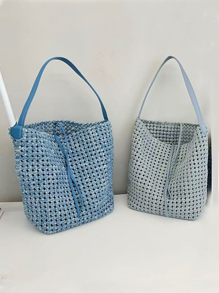 Authentic Leather Hollow Out Hand Holding High-grade Large Capacity Mother Women's Shoulder Bag