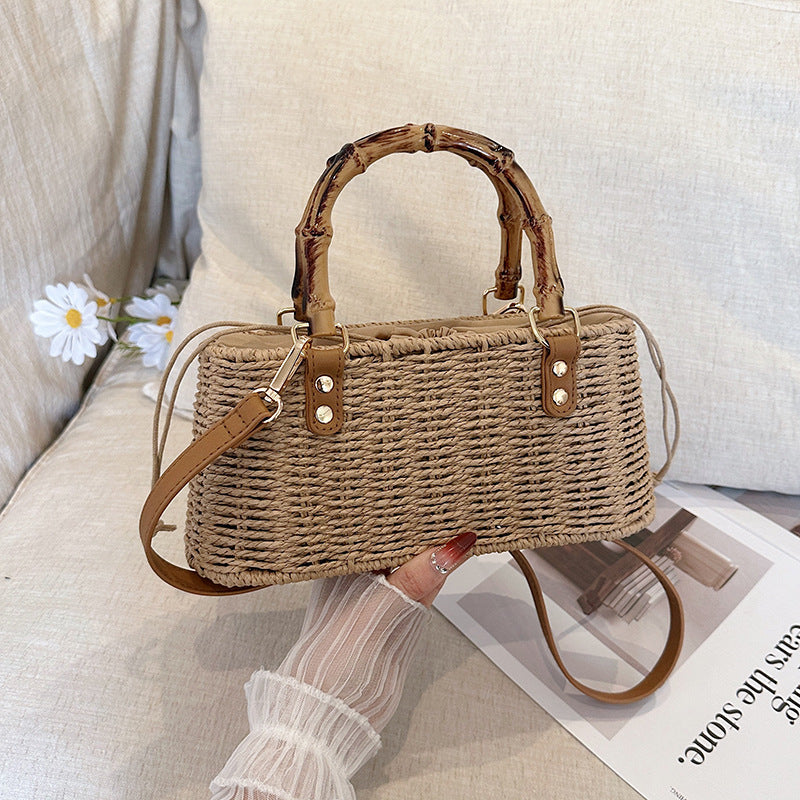 Artistic Idyllic Style Straw Hand Commuter Large Bags
