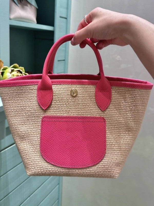 Women's Contrast Color Weave Vegetable Basket Large Capacity Women's Shoulder Bag