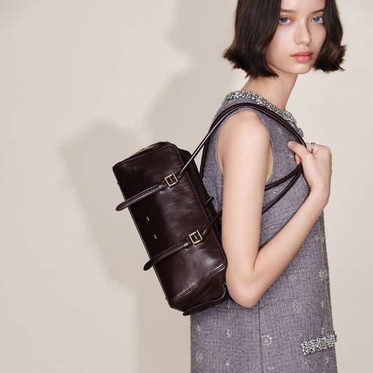 Boston Long Oil Calfskin Underarm Medium Women's Shoulder Bag