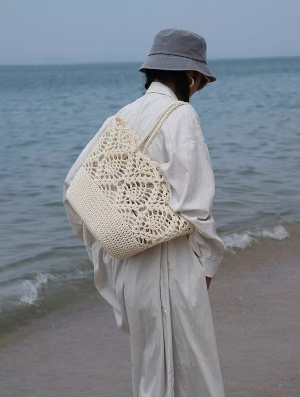 Women's Rope Handmade Crocheted Woven Bale Of Cotton Knitted Handbags