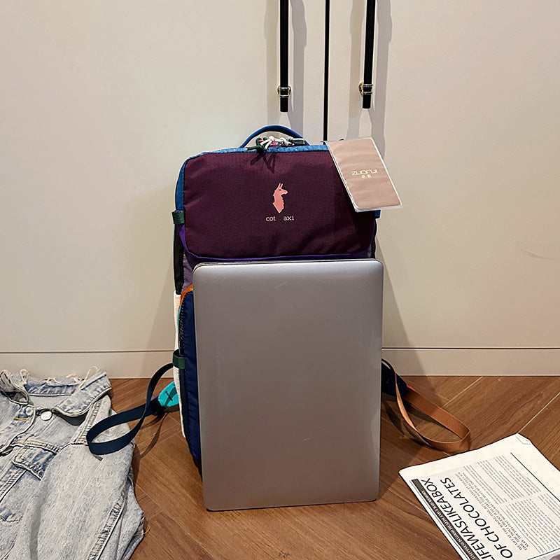 Stitching Contrast Color Ultra Light Dopamine Backpacks