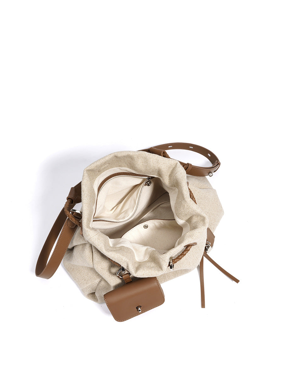 Top Layer Cowhide Drawstring Cloud Trendy Simple Women's Messenger Bag