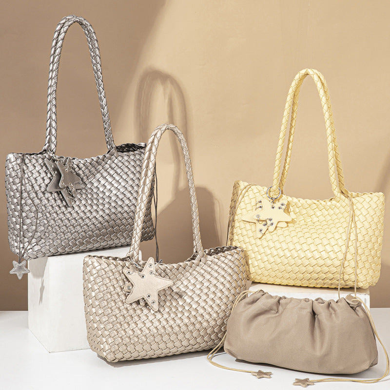 Gun Horizontal Handmade Woven Large Capacity Totes High-grade Women's Shoulder Bag