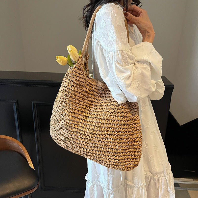 Women's Idle Style Large Capacity Straw Woven Tote Bags