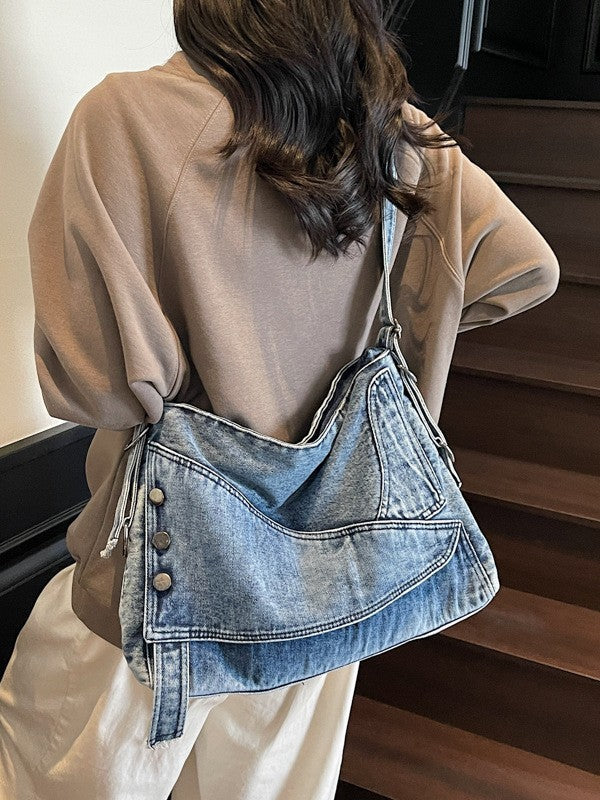 Women's Retro Denim Large Capacity Commuter Women's Messenger Bag