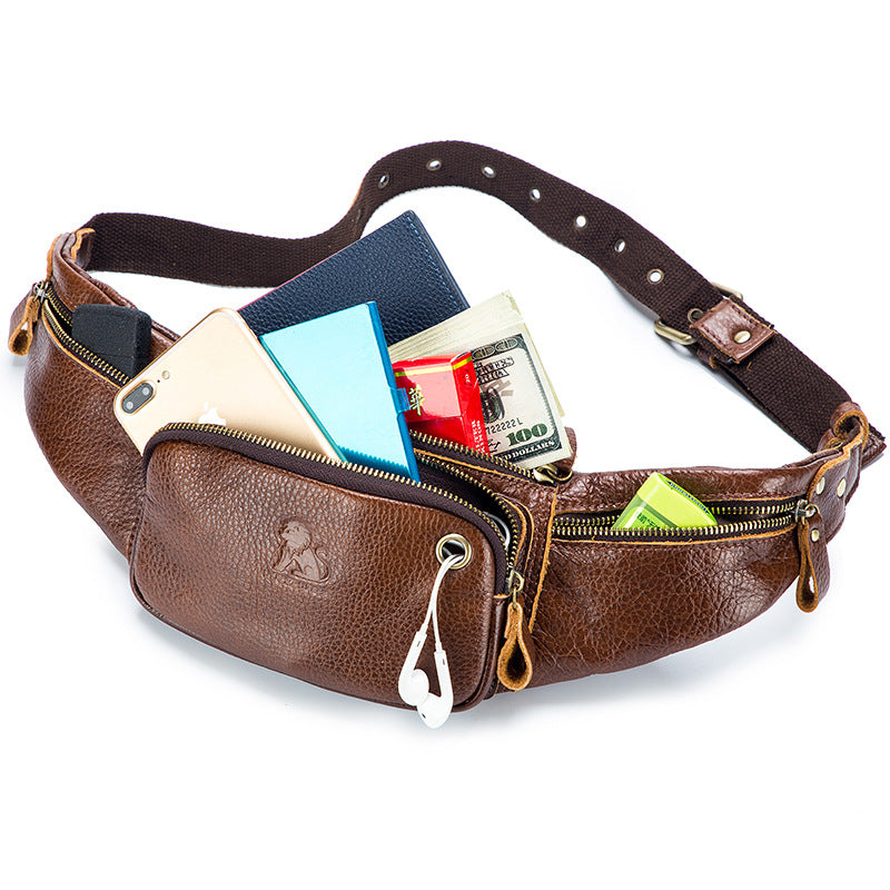 Men's Genuine Leather Cowhide Leisure Style First Men's Chest Bag