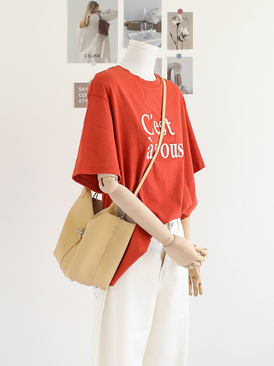 Women's Style Soft Surface Fashion Solid Color Retro Commuter Women's Messenger Bag