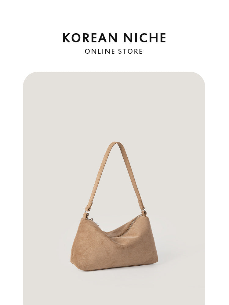 Women's Niche Retro Suede Underarm Matte Simple Fashion Women's Shoulder Bag