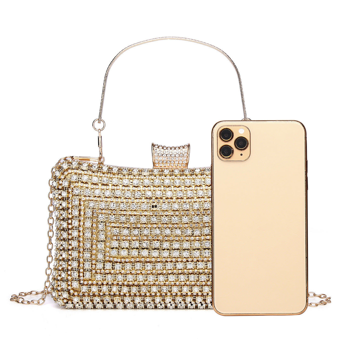 Women's Light Luxury Dress With Fashionable Golden Handbags