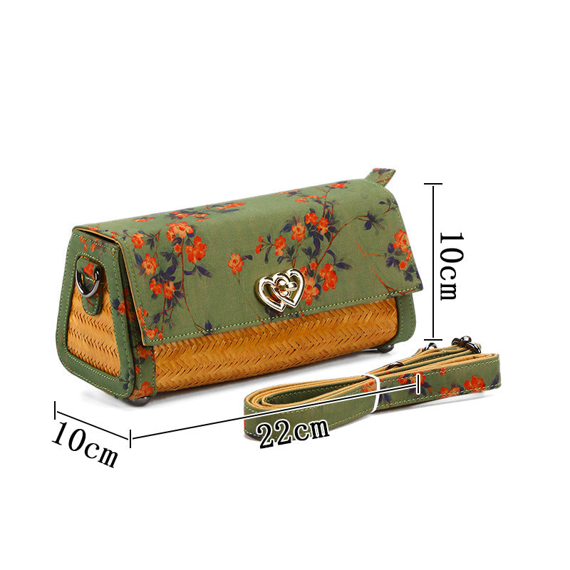 Chinese Style Yarn Fabric Bamboo Woven Cheongsam Match Ladies Bags