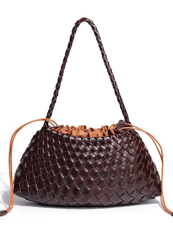 Women's Fashionable Leather Strap Inner Big Woven Women's Shoulder Bag