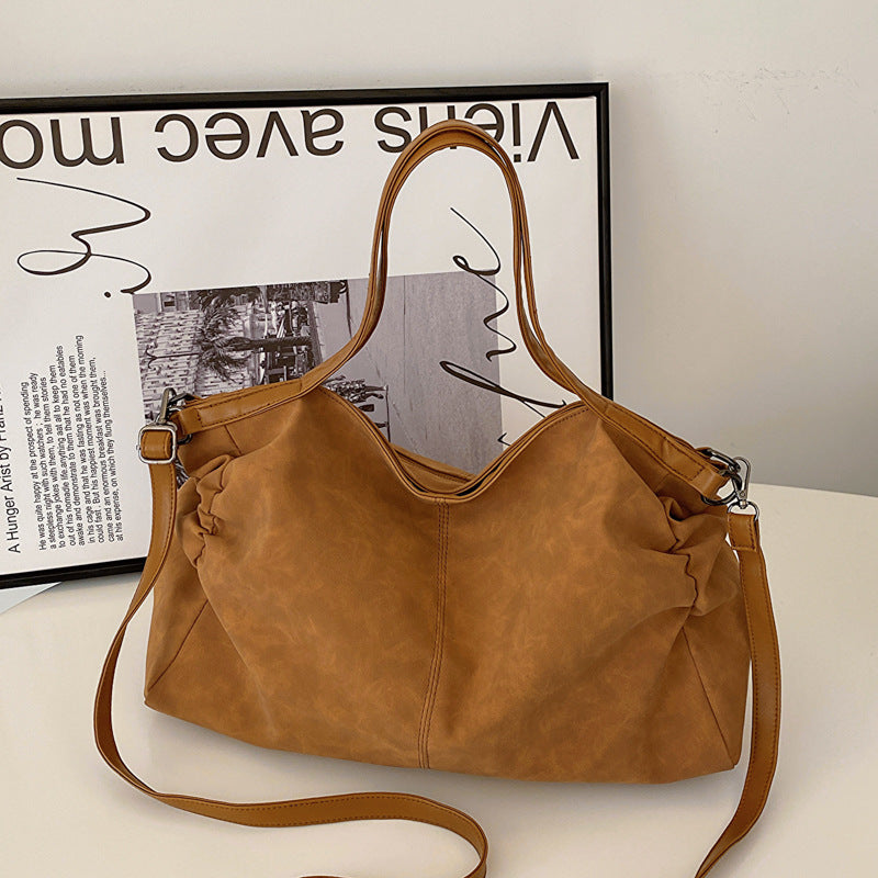 Women's Large Capacity Totes Commuting Fashion Simple Pleated Niche Shoulder Bags