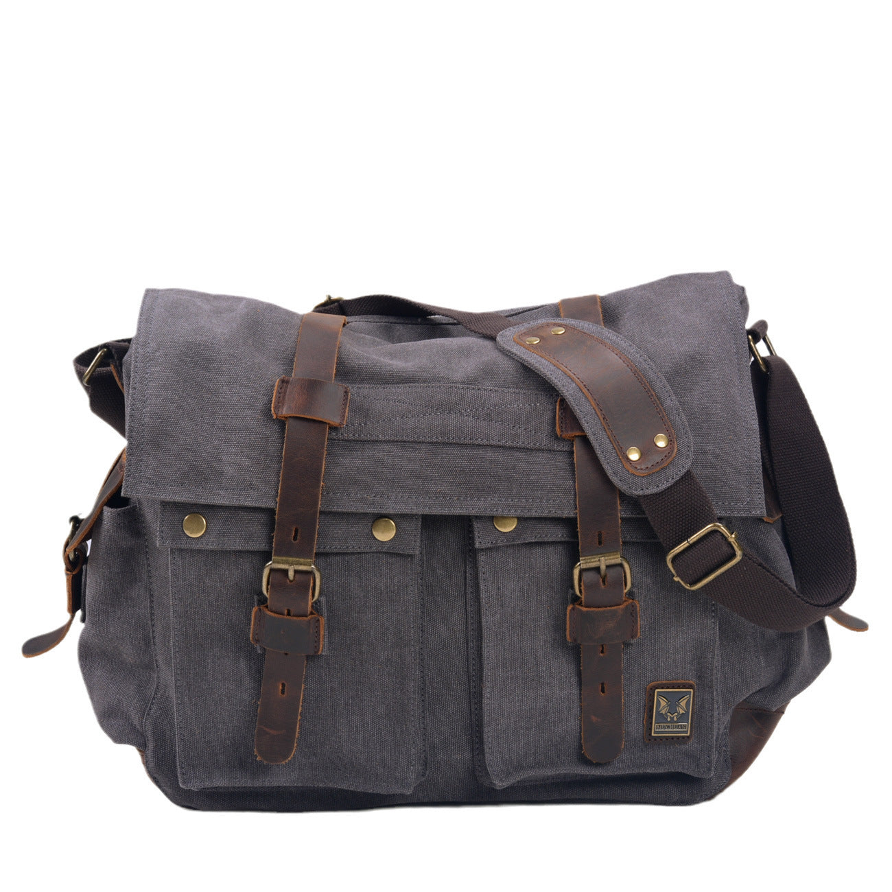Comfortable Retro Canvas Leather Outdoors Commute Men's Shoulder Bag