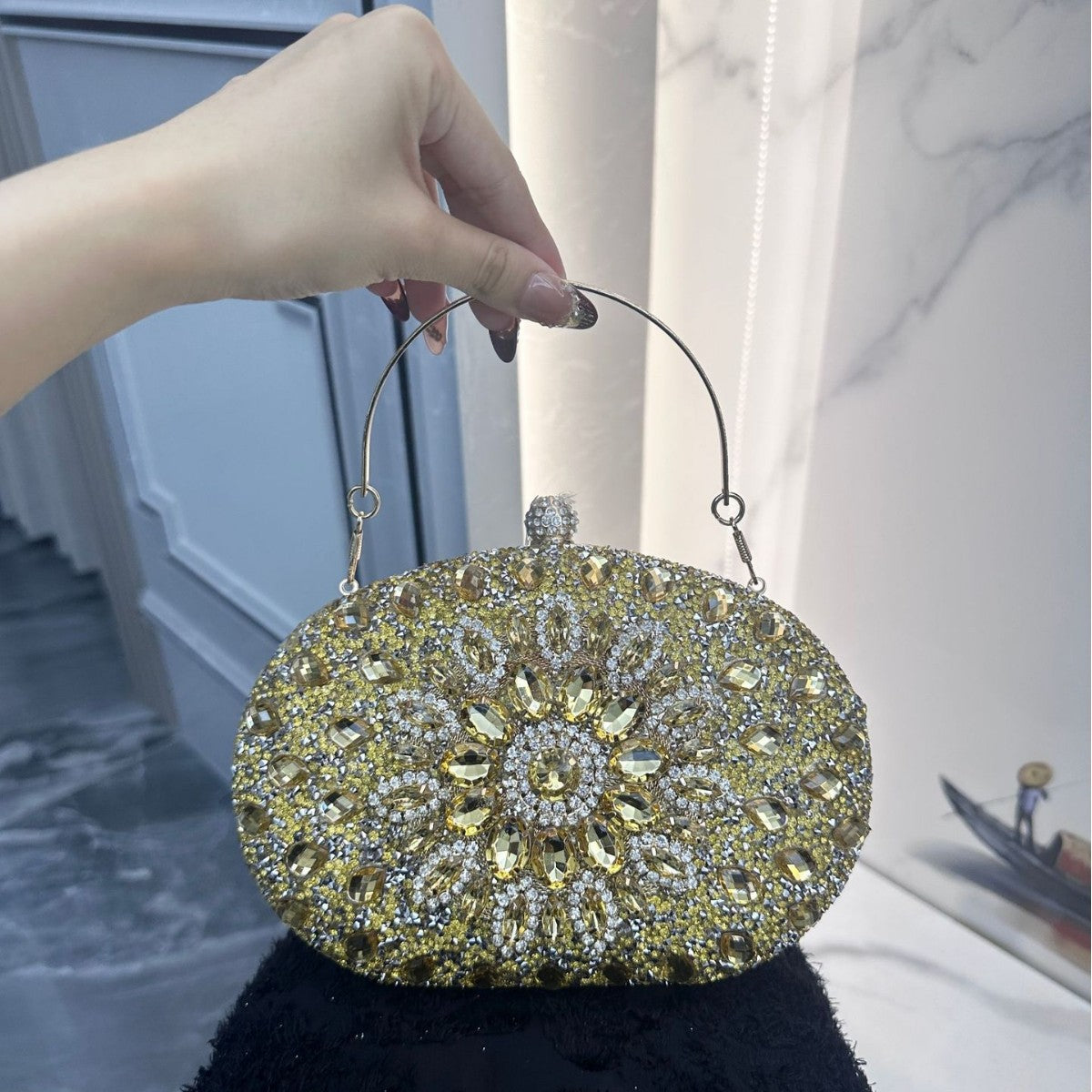 Beautiful Sunflower Banquet Clutch Dress Diamond Dinner Bag