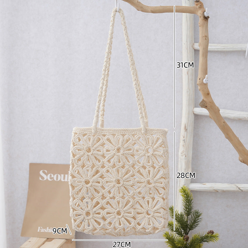 Women's Thread Woven Hollow Flower Handmade One Portable Seaside Women's Shoulder Bag