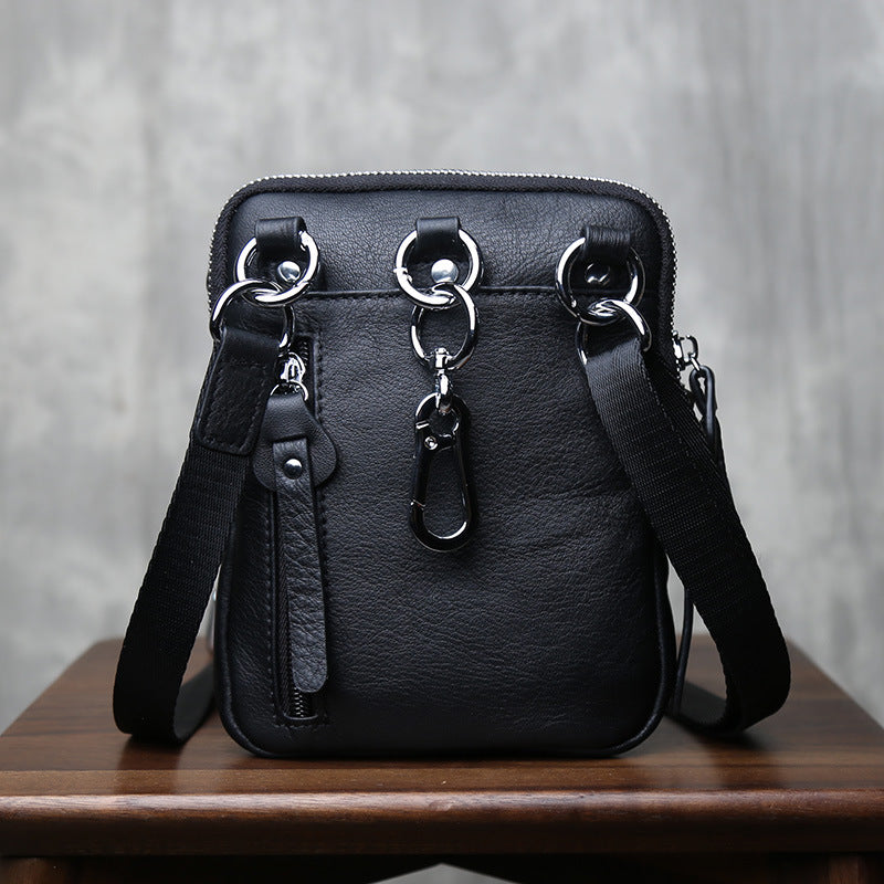 Men's First Layer Cowhide Leather Mobile Phone Bags