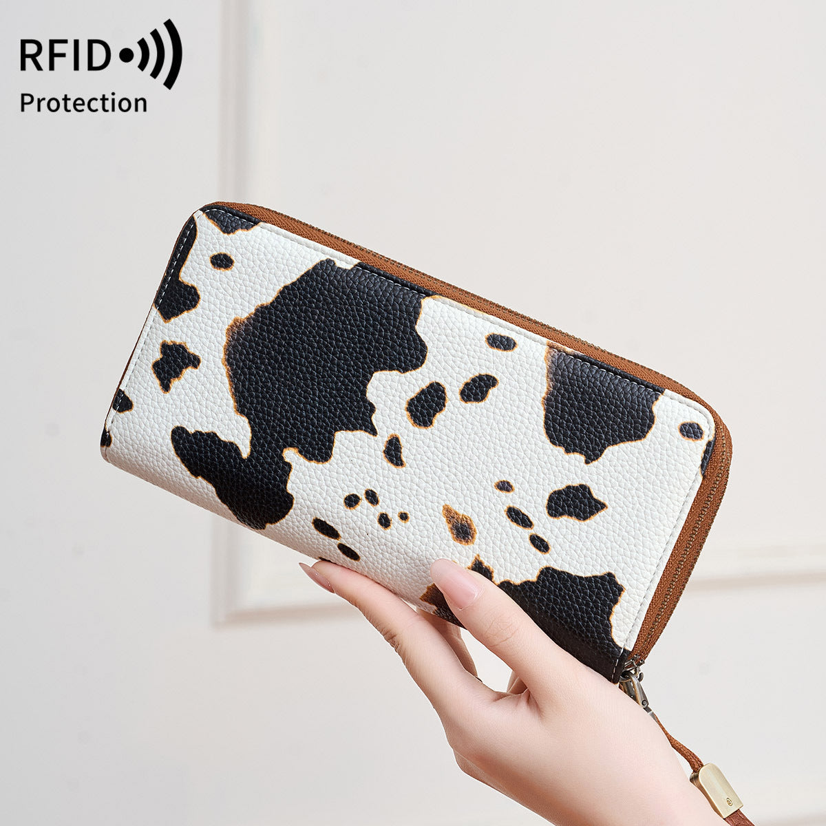 Women's Swiping Double Zipper Expanding Retro Ladies Wallet
