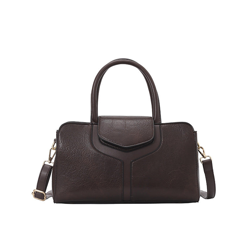 Women's Large Capacity Boston Retro Light Luxury Design Hand Holding Women's Messenger Bag