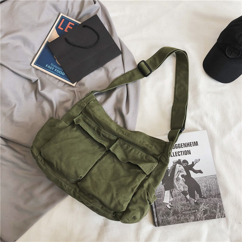 Women's & Men's Order Tooling Style Artistic Green Canvas Large Bags